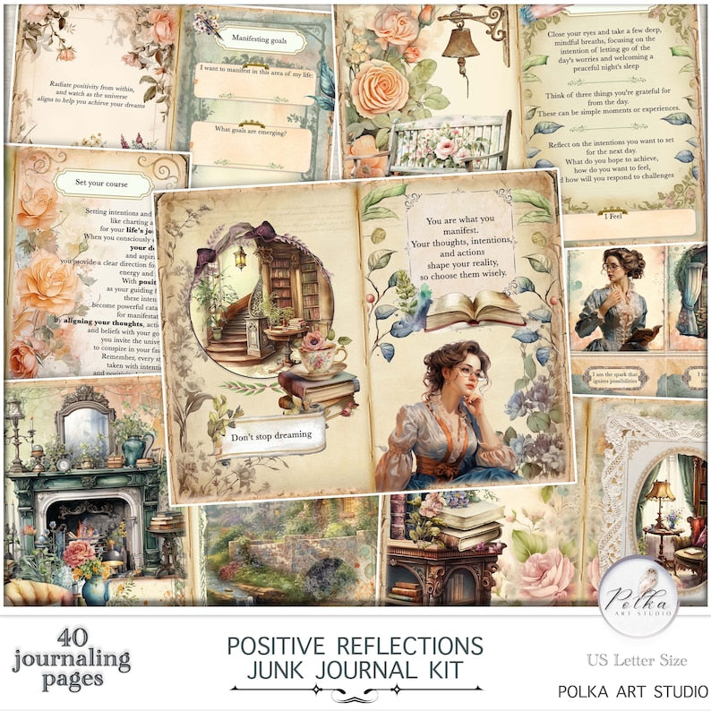 Vintage Floral Gratitude Journal Kit: Manifest Positivity and Reflection_BrainAcademy.store