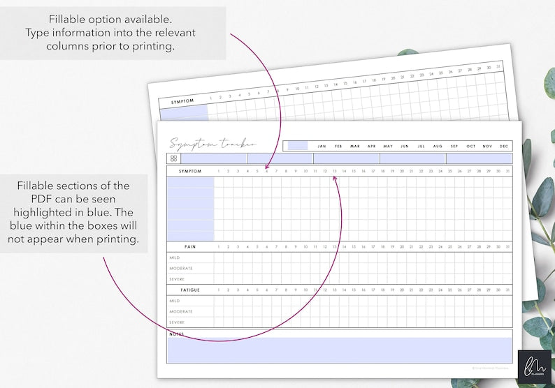 Printable Symptom Tracker for Chronic Illness or Pain_BrainAcademy.store