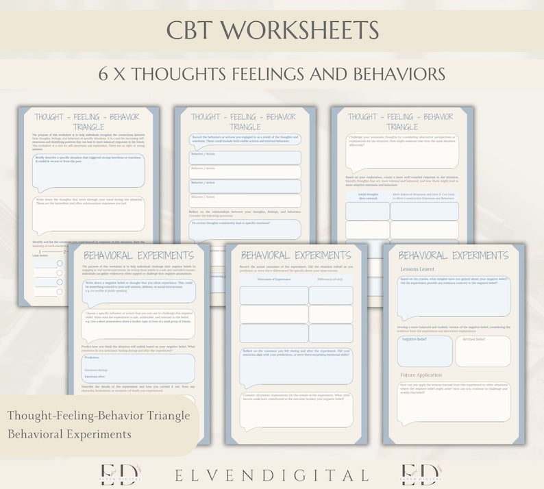 Éléments essentiels de la thérapie CBT : feuilles de travail, documents à distribuer et cartes de compétences d'adaptation