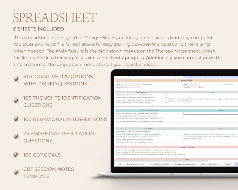 CBT Therapy Notes & Session Template_BrainAcademy.store