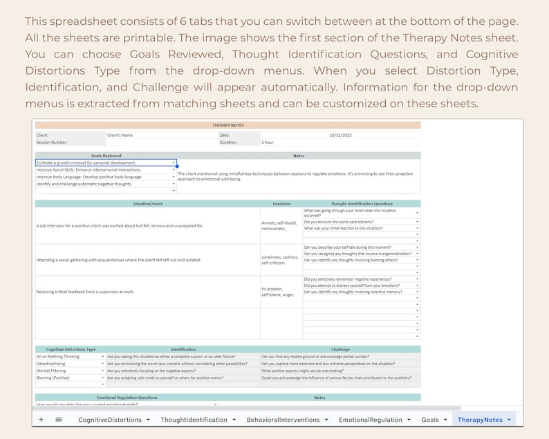 CBT Therapy Notes & Session Template_BrainAcademy.store