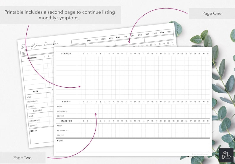 Printable Symptom Tracker for Chronic Illness or Pain_BrainAcademy.store