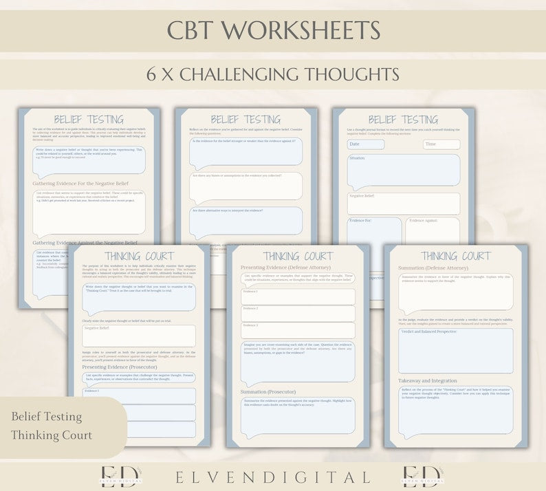 Éléments essentiels de la thérapie CBT : feuilles de travail, documents à distribuer et cartes de compétences d'adaptation