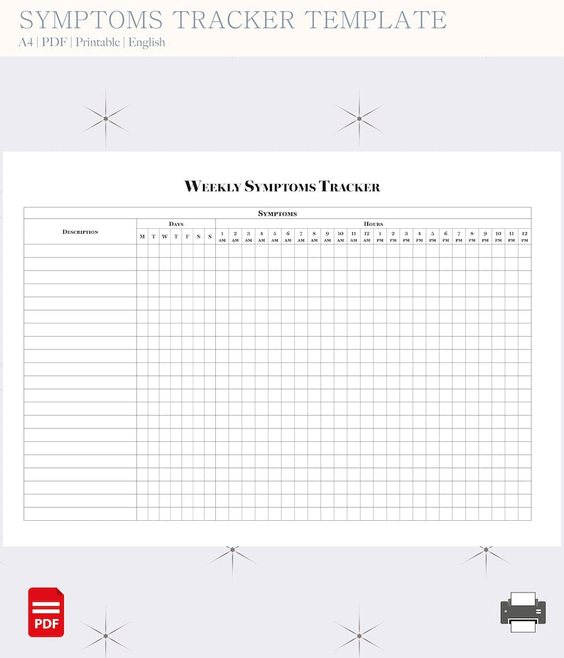 Printable Weekly Symptom Tracker (A4 Landscape)_BrainAcademy.store