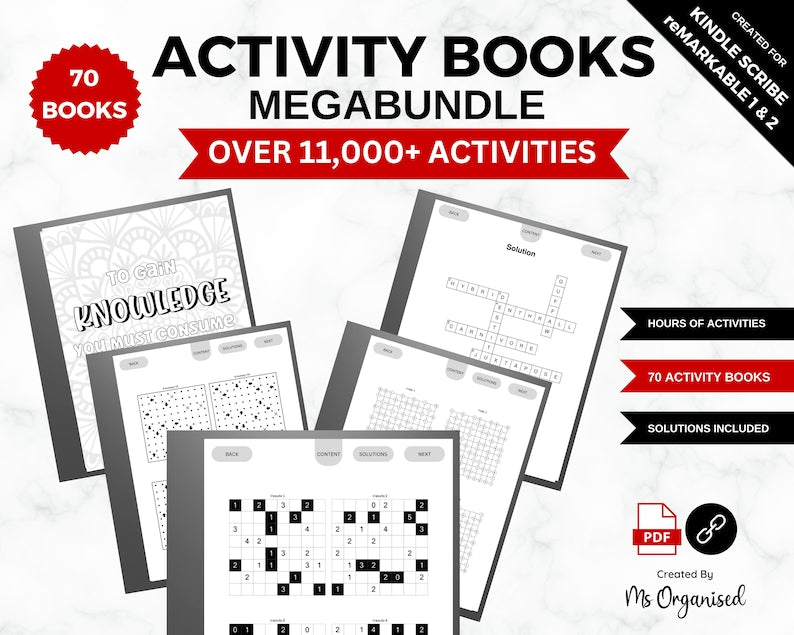 Remarkable & Kindle Puzzle Paradise: 11,000+ Activities in 70 PDFs_BrainAcademy.store