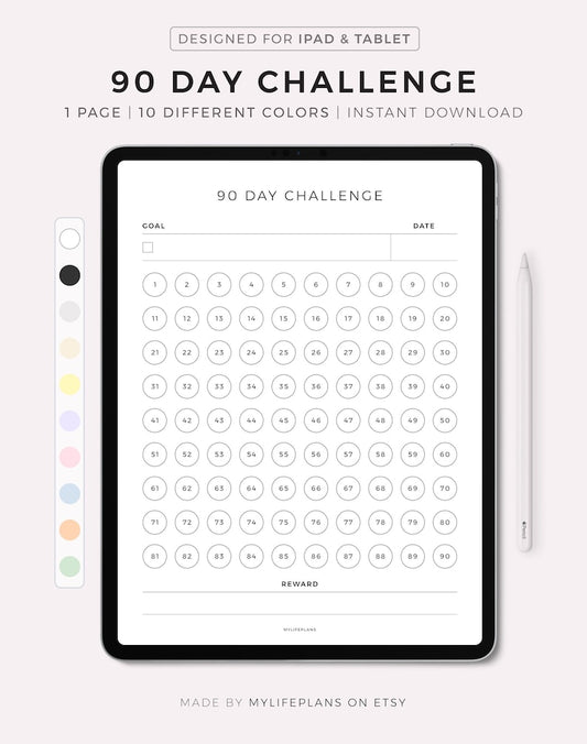 90-Day Challenge Digital Template: Goal Setting, Progress Tracking, Habit Forming_BrainAcademy.store