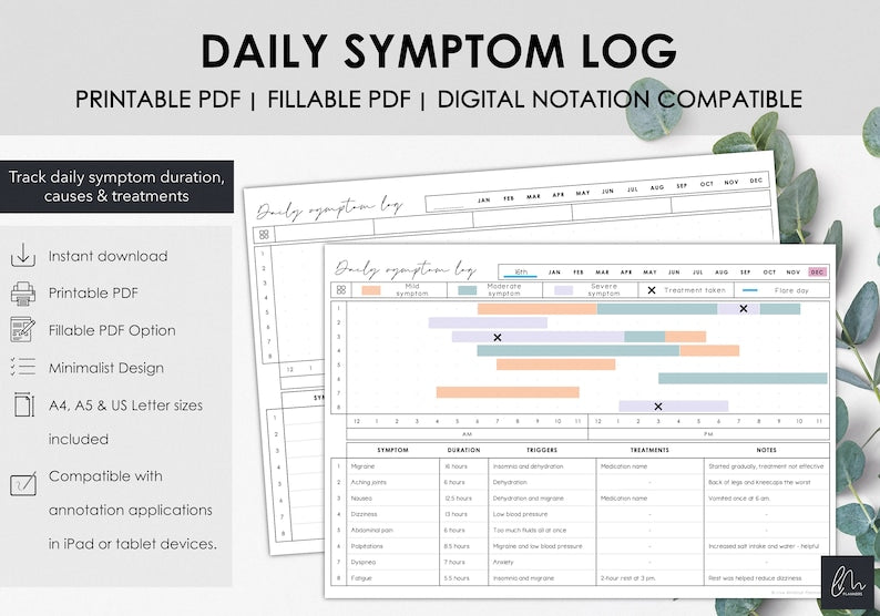 Printable Symptom Tracker for Chronic Conditions_BrainAcademy.store