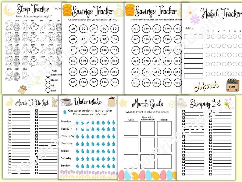 2024 Advanced March Bullet Journal Digital Planner: 100 Pages, Design 1_BrainAcademy.store