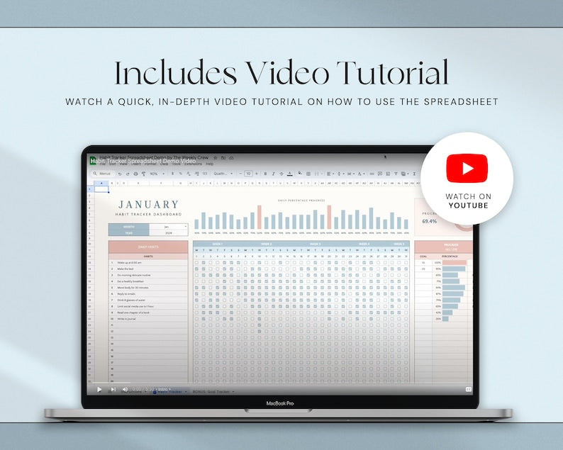 Habit Tracker Spreadsheet: Track, Plan, Achieve_BrainAcademy.store