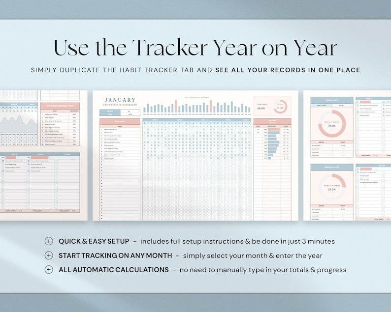 Habit Tracker Spreadsheet: Track, Plan, Achieve_BrainAcademy.store