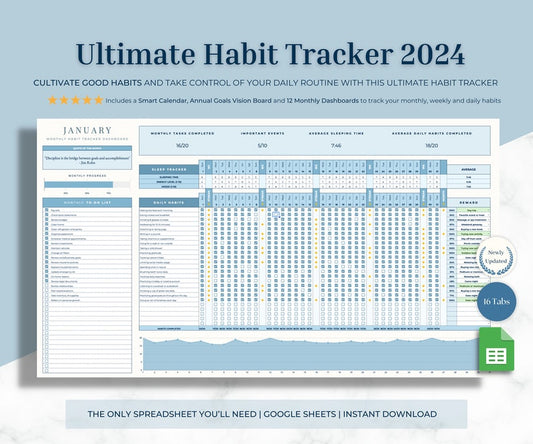 Ultimate Habit Tracker 2024: Track Goals & Stay Organized_BrainAcademy.store