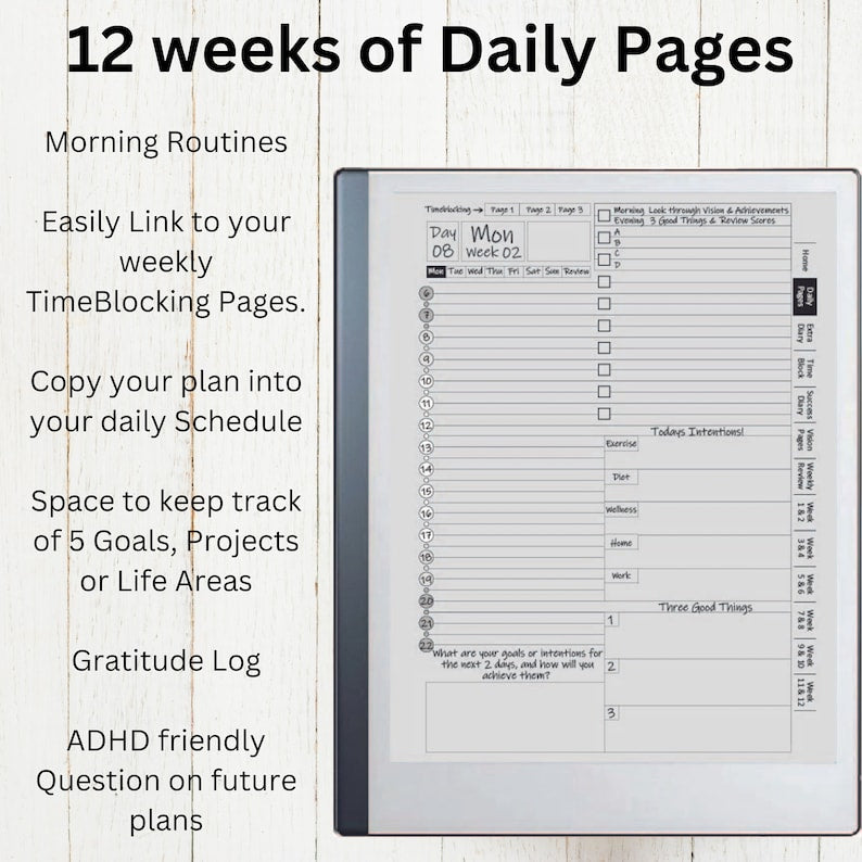 Remarkable 2 Digital Planner: Ultimate Goal-Setting and Time Management Tool_BrainAcademy.store