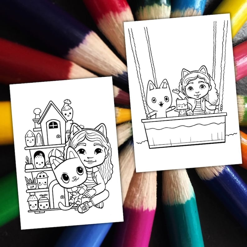 40 GABBY DOLLHOUSE Coloring Pages: Cartoon Coloring Book for Kids_BrainAcademy.store