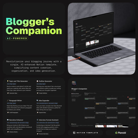 Blogger's Toolkit: Notion Planner & Content Calendar for Success_BrainAcademy.store