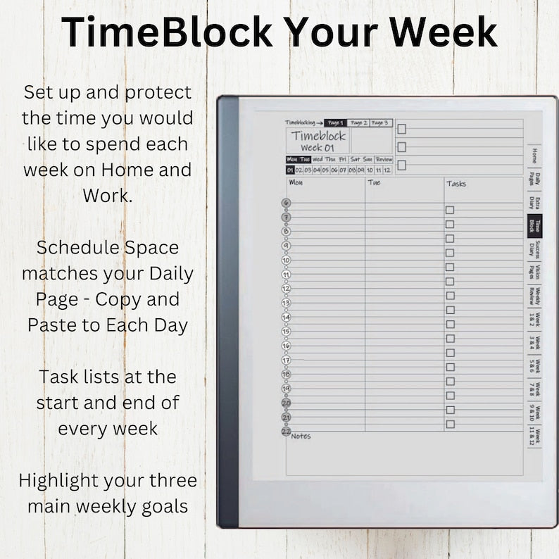 Remarkable 2 Digital Planner: Ultimate Goal-Setting and Time Management Tool_BrainAcademy.store