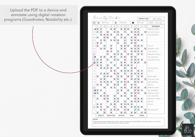 Printable Monthly Chronic Illness Tracker: Pain, Anxiety, Brain Fog, Fatigue_BrainAcademy.store