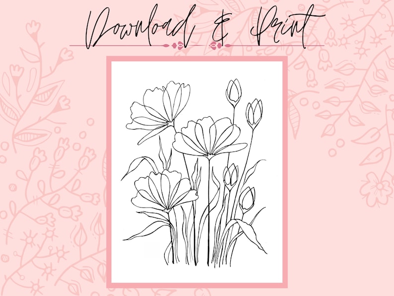 Transparent Flower Outline Coloring Page_BrainAcademy.store