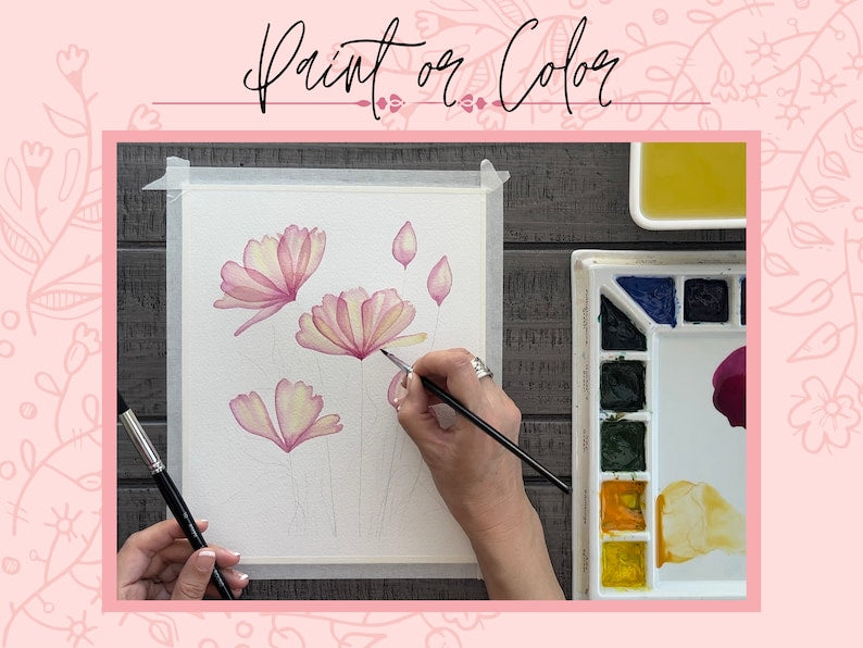 Transparent Flower Outline Coloring Page_BrainAcademy.store