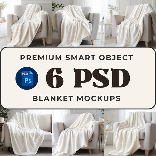 Professional Blanket Mockup Bundle: Realistic Draped Throw PSD_BrainAcademy.store