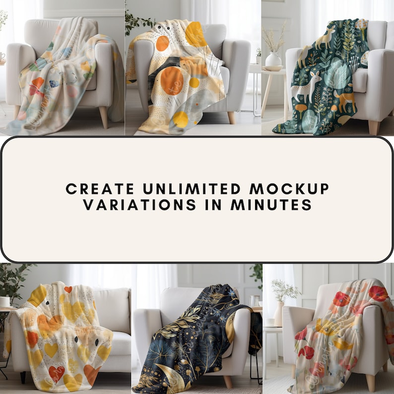 6-in-1 Blanket Mockup Bundle: Realistic Sherpa, Velveteen Throws_BrainAcademy.store