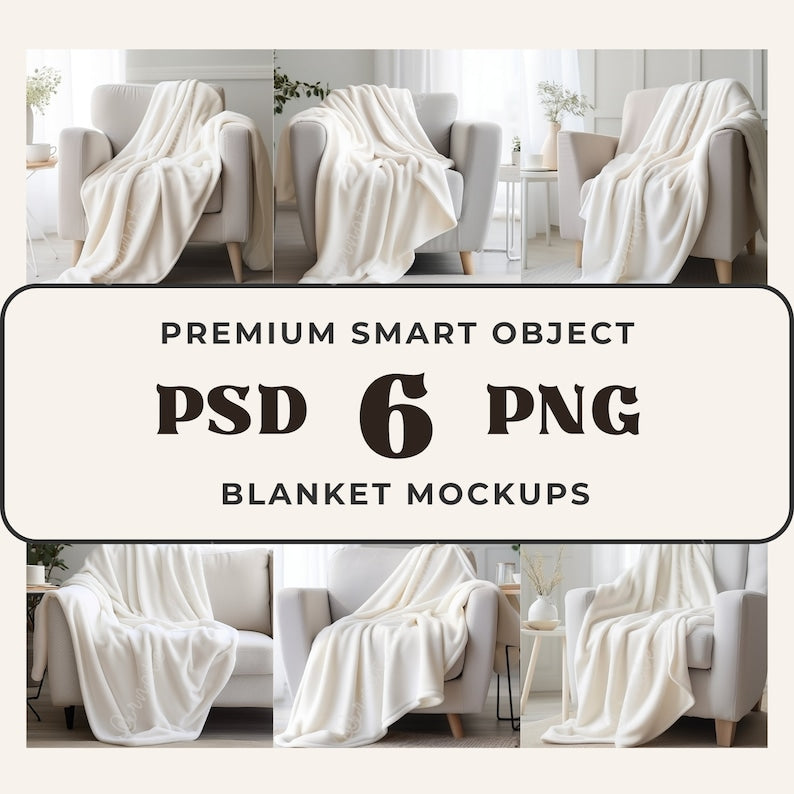 6-in-1 Blanket Mockup Bundle: Realistic Sherpa, Velveteen Throws_BrainAcademy.store